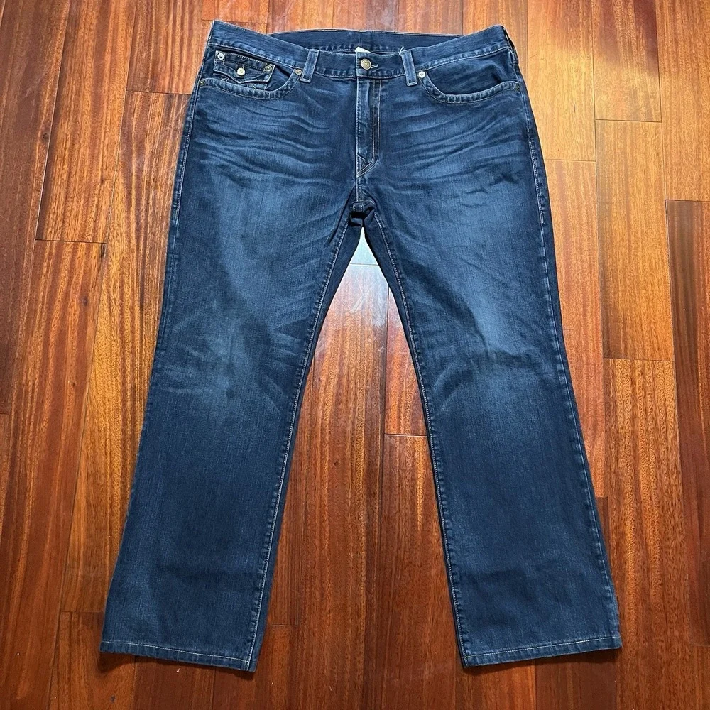 Vintage True Religion Jeans Mens 44x32 Made in USA Billy Bootcut Whiskering Dark